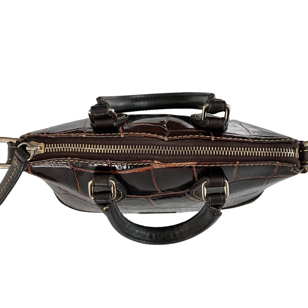 Vintage Dooney Brown Croco Dome Leather Satchel - Picture 6 of 8